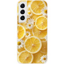 TechTree Samsung Galaxy S22 Uyumlu Limon Dilimleri ve Papatya Desenli Baskılı Silikon Kılıf