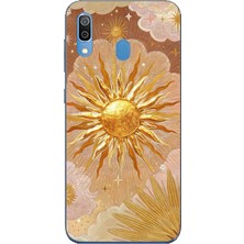 TechTree Samsung Galaxy A20-A30 Uyumlu Altın Güneş ve Yıldız Desenli Baskılı Silikon Kılıf
