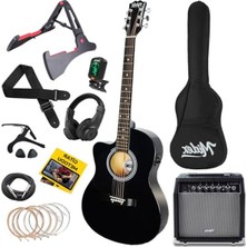 Aesco Midex RG-560BK-AMP Siyah Amfili Elektro Akustik Gitar Full Set