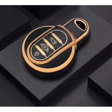 Aesco Autohan Keys Lüx Mini Cooper Countryman Anahtar Kılıfı, Siyah ve Altın Renk, Premium Kalite, Nano Koruyucu