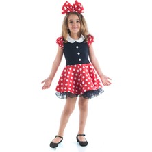 Tülü Akkoç Kız Çocuk Minnie Mouse Kostümü - Taç Hediyeli