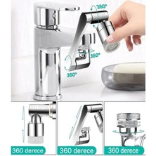 Art3 Collection 1080° Dönebilen Robotik Kol Akrobat Musluk Başlığı - 2 Fonksiyonlu Tasarruflu Lavabo Ucu