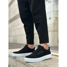 Kuback BA0104 Bağcıklı Siyah Süet Beyaz Taban Spor Klasik Erkek Ayakkabı
