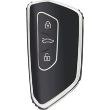 Aesco Autohan Keys Golf 8, Caddy, Leon Cupra, Formenter Için Nano Anahtar Kılıfı, Siyah Gümüş Renk