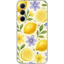 TechTree Samsung Galaxy A35 Uyumlu Sulu Boya Limon ve Çiçek Desenli Baskılı Silikon Kılıf