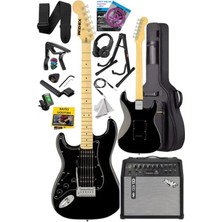 Aesco Midex RPH-40BK-50AMP Full Black 50W Şarjlı Bt Amfili Elektro Gitar Seti Hsh Manyetik Maple Klavye