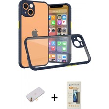 Pileli Store Pilelistore™ iPhone 13 Mini Kılıf Nova Asil Özel Seri - Siyah 6d Mat Seramik Hayalet Nano Ekran Koruyucu + Renkli Kamera Lens Koruma Cam - Tu