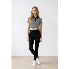 NİVA.ZY Polo Yaka Cizgili Crop