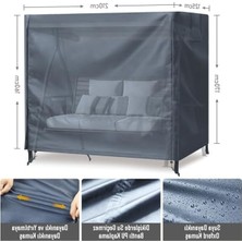 Aesco Haegs Bahçe Salıncak Koruma Örtüsü Üç Kişilik Tenteli Hamak Bahçe Salıncağı Koruma Kılıfı Su Geçirmez Branda Dayanıklı 210X125X170CM Gri