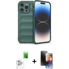 İlk El Grup Pilelistore™ iPhone 16 Pro Max Kılıf Atlas Koleksiyonu - Siyah 3D Antistatik Mat Seramik Nano Ekran Koruyucu + Raze Metal Kamera Lens - Bz