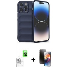 İlk El Grup Pilelistore™ iPhone 16 Pro Max Kılıf Atlas Koleksiyonu - Siyah 3D Antistatik Mat Seramik Nano Ekran Koruyucu + Raze Metal Kamera Lens - Bz
