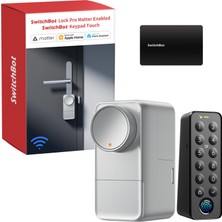 Dokunmatik Ekran Klavyeli Switchbot Wlan Smart Lock Pro, Matter Over Wifi, Şarj Edilebilir Pilli Elektronik Kapı Kilidi, Uygulama Aracılığıyla Kapı Açıcı, Parmak Izi, Kod, Alexa, Google, Apple Home'u
