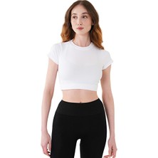 Musclecloth Nova Seamless Crop T-Shirt Beyaz