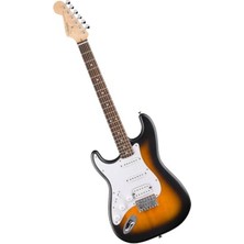 Aesco Squier By  Debut Collection Ht Hss Stratocaster Elektro Gitar, Laurel Klavye, Beyaz Vuruş Tahtası, 2 Ton Güneş Patlaması