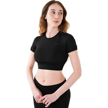 Musclecloth Aura Cross Crop T-Shirt Siyah