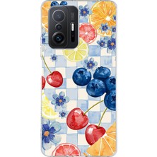 TechTree Xiaomi Mi 11T-11T Pro Uyumlu Sulu Boya Meyve ve Çiçek Desenli Baskılı Silikon Kılıf