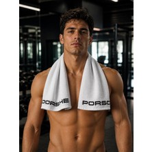 Ege Cotton Sporcu Havlusu %100 Pamuk Boyun Havlusu 30 x 80 cm Çift Taraflı Siyah- Beyaz