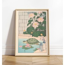 Ninastore Deniz Kaplumbağası Banyo Baskısı: Ukiyo-E Japon Sanatı Posteri
