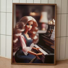Ninastore Kız Çocuklarına Özel Piyano Posteri: Moda Bebek Pembe Duvar Sanatı (Baskı)