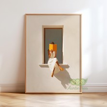 Ninastore Kitap Okuyan Kadın Duvar Sanatı - Minimalist Kitap Sever Baskısı - Nötr Estetik Poster - Sessiz