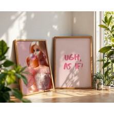 Ninastore Ah, Sanki 2'li Set - Pembe Sakız Baskıları - Retro Alıntı Posteri - Kız Çocuk Odası