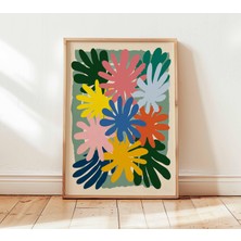 Ninastore Soyut Çiçek Duvar Sanatı Baskısı - Renkli Botanik Poster - Modern Çiçekli Ev Dekorasyonu - Canlı