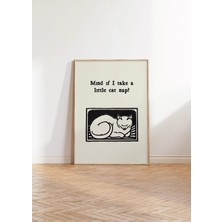 Ninastore Vintage Kedi Uykusu Sanat Baskısı - Trend Yatak Odası Dekorasyonu (Baskı)