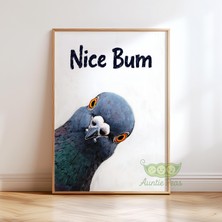 Ninastore Sevimli Popo Banyo Duvar Sanatı - Komik Güvercin Baskısı - Tuhaf Kuş Posteri - Retro Hayvan Banyo