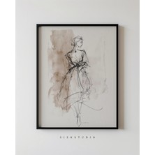Ninastore Minimalist Vintage Kadın Figüratif Çizgi Moda Çizimi - Modern Soyut Kadın Eskizi Silüeti Çağdaş