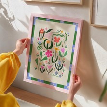 Ninastore Renkli Bohem Çiçekler Sanat Baskısı: Renkli Çiçek Illüstrasyonu