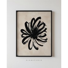 Ninastore Modern Çiçekli Duvar Sanatı - Soyut Siyah Fırça Çiçek Çağdaş Illüstrasyon - Iskandinav Dekor