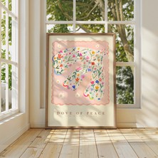 Ninastore Barış Güvercini Çiçekli Sanat Baskısı - Çocuk Odası Dekorasyonu