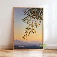 Ninastore Akdeniz Zeytin Dalı Duvar Sanatı - Italyan Posteri - Kırsal Mutfak Dekorasyonu - Rustik Botanik