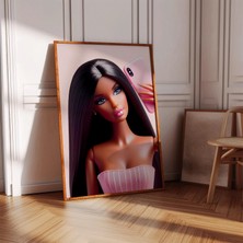 Ninastore Esmer Bebek Selfie Posteri | Kız Çocuklarına Özel Pembe Duvar Sanatı (Baskı)