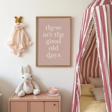 Ninastore Retro "bunlar Eski Güzel Günler" - Yeşil Duvar Sanatı - Olumlu Alıntı Baskısı - Retro Tipografi -