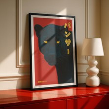 Ninastore Kara Panter Japon Posteri – Büyük Kedi Modası Duvar Sanatı Baskısı – Cesur Modern Duvar Dekoru
