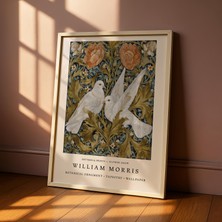 Ninastore William Morris Güvercin Duvar Sanatı Baskısı - Botanik Poster Kuş Baskısı - Art Nouveau Çiçek