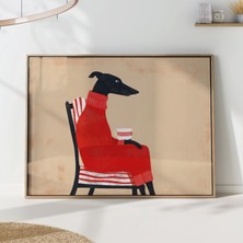 Ninastore Kazaklı Tazı Köpeği Baskısı: Orta Çağ Whippet Kahve Duvar Sanatı