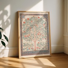 Ninastore Mughal Yaşam Ağacı Duvar Sanatı – Antik Hint Çiçekli Tekstil Esintili Baskı – Boho Vintage Dekor