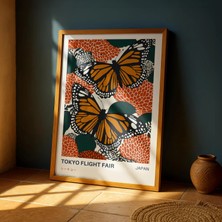 Ninastore Japon Kelebek Sanatı Baskısı – Tokyo Uçuş Fuarı Vintage Posteri – Cesur Japon Duvar Dekoru