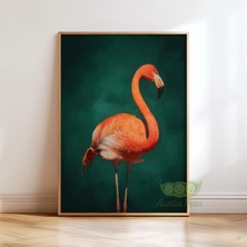 Ninastore Pembe Flamingo Duvar Sanatı - Tropikal Kuş Posteri - Canlı Mercan Hayvan Baskısı - Turkuaz Yeşil