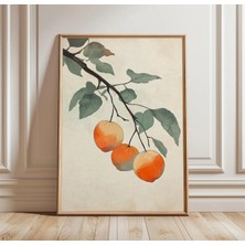 Ninastore Trabzon Hurması Meyvesi Posteri | Botanik Duvar Sanatı | Japon Tarzı Baskı | Minimalist Doğa