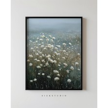 Ninastore Soyut Kır Çiçeği Manzarası Duvar Sanatı - Modern Ev Dekorasyonu Için Nötr Renkli Çiçekli Çayır