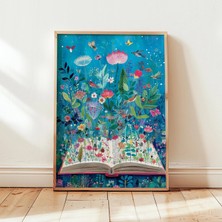 Ninastore Hayalperest Masal Bahçesi Posteri - Çiçek Açan Çiçekli Duvar Sanatı - Büyülü Kitap Illüstrasyonu