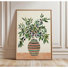 Ninastore Zeytin Dalı Posteri | Akdeniz Botanik Duvar Sanatı | Vazo Baskısı | Rustik Mutfak Dekorasyonu |