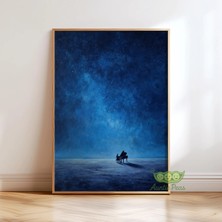 Ninastore Yıldızlı Gece Piyano Baskısı - Mavi Gece Gökyüzü Tablosu - Rüya Gibi Müzik Duvar Sanatı -
