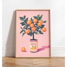 Ninastore Mutlu Bir Yaşam Seçin Sanat Baskısı - Motivasyonel Portakal Ağacı Posteri