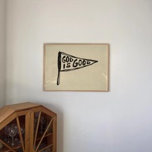 Ninastore Tanrı Iyidir Bayrak Baskısı: Retro Hristiyan Duvar Sanatı (Baskı - Yatay)