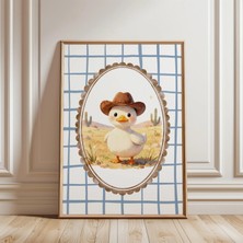 Ninastore Kovboy Ördek Baskısı - Çocuk Odası Için Ördek Posteri - Nötr Çocuk Odası - Yazdırılabilir -