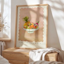 Ninastore Tropikal Meyve Kasesi Sanat Baskısı: Renkli Maksimalist Ev Dekorasyonu